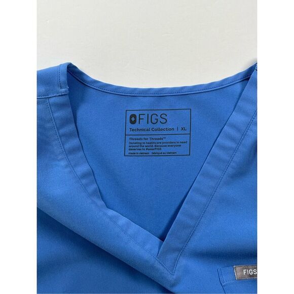 FIGS Catarina One Pocket V Neck Scrub Top Short Sleeve Ceil Blue Womens Size XL - Picture 3 of 9